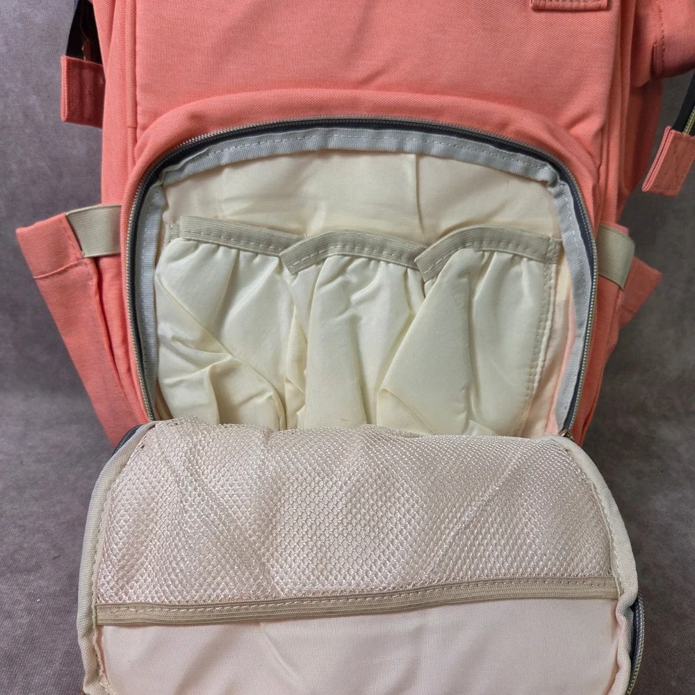 Taylor'd Baby Diaper Bag Backpack Coral Peach Insulated Bottle Pockets Canvas